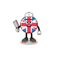 Mascot of united kingdom flag as a butcher