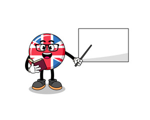 Mascot cartoon of united kingdom flag teacher