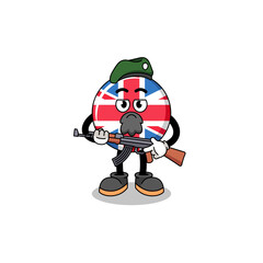 Character cartoon of united kingdom flag as a special force