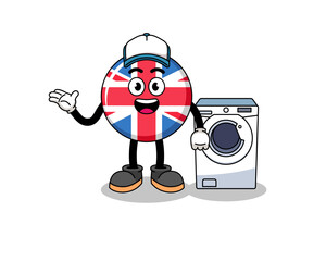 united kingdom flag illustration as a laundry man