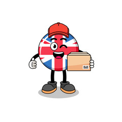 united kingdom flag mascot cartoon as an courier