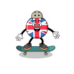 Obraz premium united kingdom flag mascot playing a skateboard