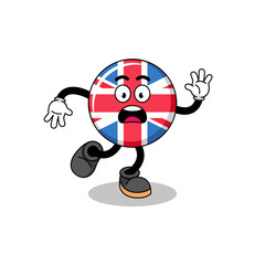 slipping united kingdom flag mascot illustration