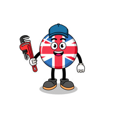 united kingdom flag illustration cartoon as a plumber