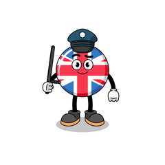 Cartoon Illustration of united kingdom flag police