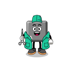 Illustration of keyboard A key mascot as a surgeon