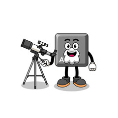 Illustration of keyboard A key mascot as an astronomer