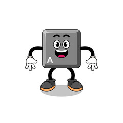 keyboard A key cartoon with surprised gesture
