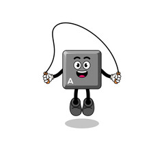 keyboard A key mascot cartoon is playing skipping rope