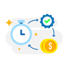 Time cost quality balance concept illustration flat design vector eps10 for presentation, infographic