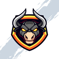Mad Black Bull Head Mascot