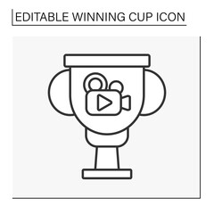  Award line icon. Golden prize for best movie. Cinematography trophy. Speed championship. Winning cup concept. Isolated vector illustration. Editable stroke