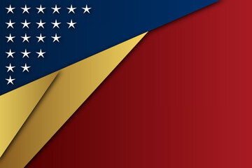 Naklejka premium Geometric Blue and red abstract corporate background with gold lines and stars. USA Style. vector design