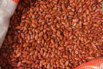 Pontianak, Indonesia - 02 December 2022: Picture of Red beans in the Flamboyan Traditional Market, one of traditional market in Pontianak.