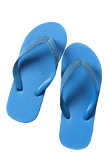 Blue flipflop summer beach shoe sandals isolated transparent background photo PNG file - obrazy, fototapety, plakaty