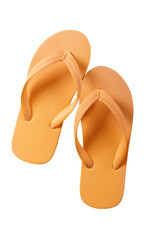 Yellow flip flop beach shoe summer sandals pair isolated  transparent background PNG file
