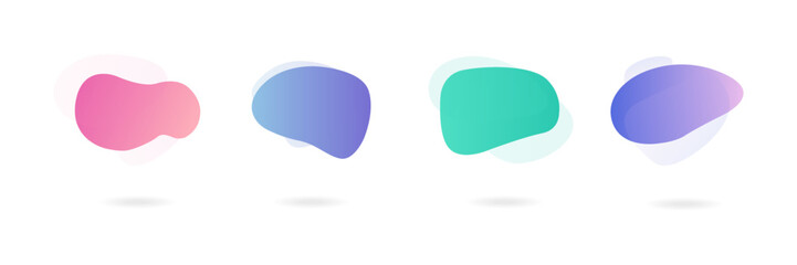 Set of abstract graphic design elements. gradient colored forms. Flowing liquid stains.
