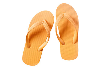 Yellow flipflop sandals pair flip flop beach shoes isolated transparent background photo PNG file - obrazy, fototapety, plakaty