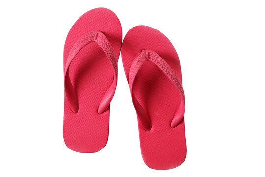 Red flip flop beach shoes or sandals isolated transparent background photo PNG file