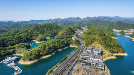 Aerial photography of the beautiful natural scenery of Qiandao Lake