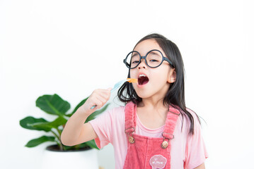 children girl asia eating vegetables