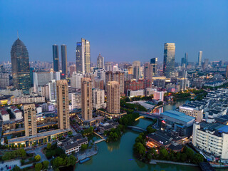 Fototapeta na wymiar Aerial photography of the night view and architectural landscape skyline of modern Chinese cities