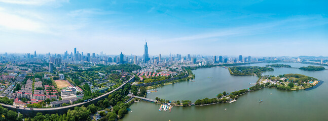 Fototapeta premium Aerial photo of Xuanwu Lake in Nanjing, China