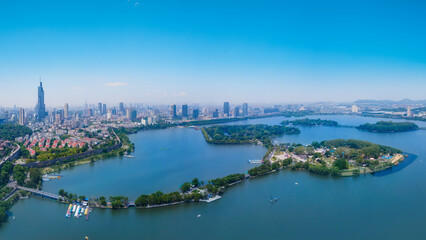 Fototapeta na wymiar Aerial photo of Xuanwu Lake in Nanjing, China