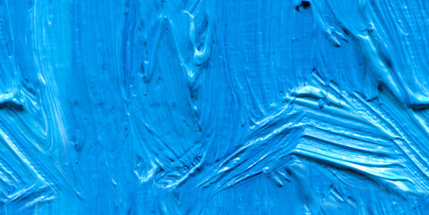 Blue seamless oil paint texture. Art space cover sky blue. Stock photo of brush strokes.
