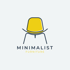 Minimalist furniture logo with chair for store.outline logo design,