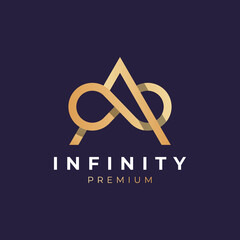 Letter a infinity line logo design vector