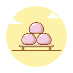 Simple cartoon illustration of japanese food mochi. Food concept