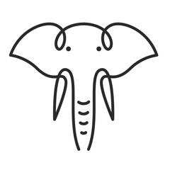 Elephant head design isolated on transparent background. Wild Animals.