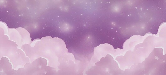 pink fluffy clouds and starry sky background