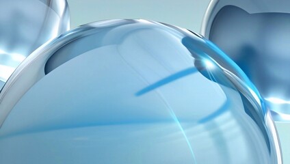 Blue Clean glass ball 3d rendering banner