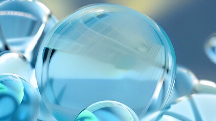 Blue Clean glass ball 3d rendering banner