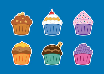Cupcakes Cartoon Vector Set