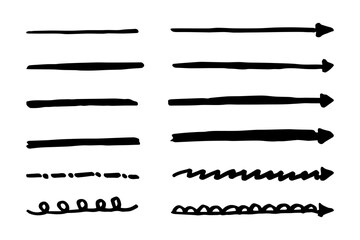 Vector set of hand drawn underline.