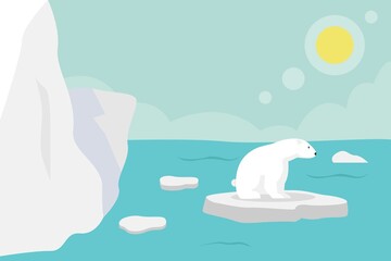 Obraz na płótnie Canvas Polar bear standing on the melting glacier