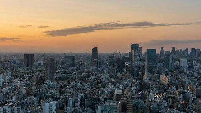 Tokyo Shibuya and Ebisu area city view at dusk (Zoom out)