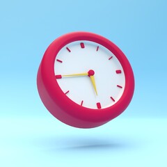 3d rendering of clock illustration with red and white color scheme