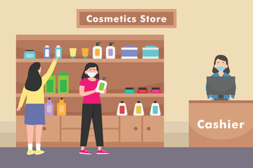 Women choosing cosmetics in the store