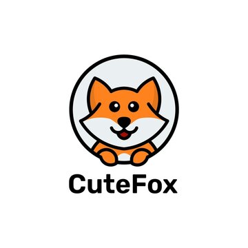 cute head fox illustration vector 