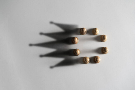 abstract concept, chess pawns make a shadow of queen or king crown