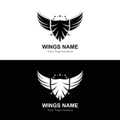 Obraz premium Wings Logo Design, Shield Wings Vector, Bird Feather Illustration