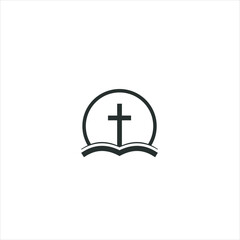 Church vector Logo design with Line art  Drawing style
