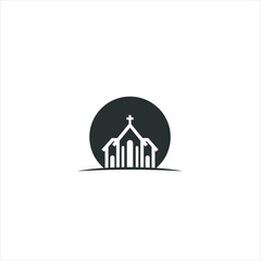 Church vector Logo design with Line art  Drawing style