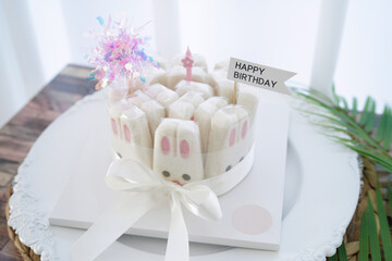 백설기로 만든 토끼모양의 떡 케이크, 아이들이 좋아하는 떡 간식 토끼설기