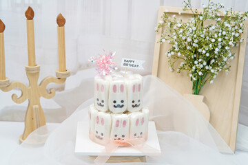 백설기로 만든 토끼모양의 떡 케이크, 아이들이 좋아하는 떡 간식 토끼설기