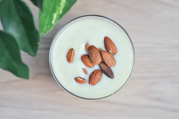 blended avocado , avocado smoothie or avocado yogurt or avocado milk